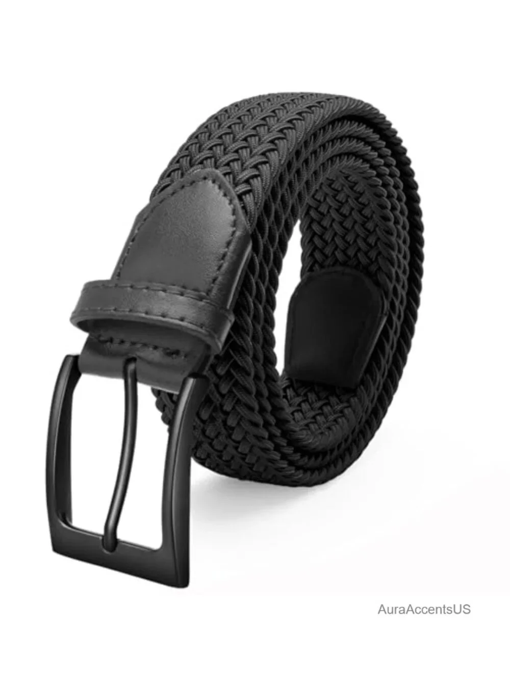 Stretch Braided Elastic Mens Casual Golf Belt No Hole Nylon Web Belt